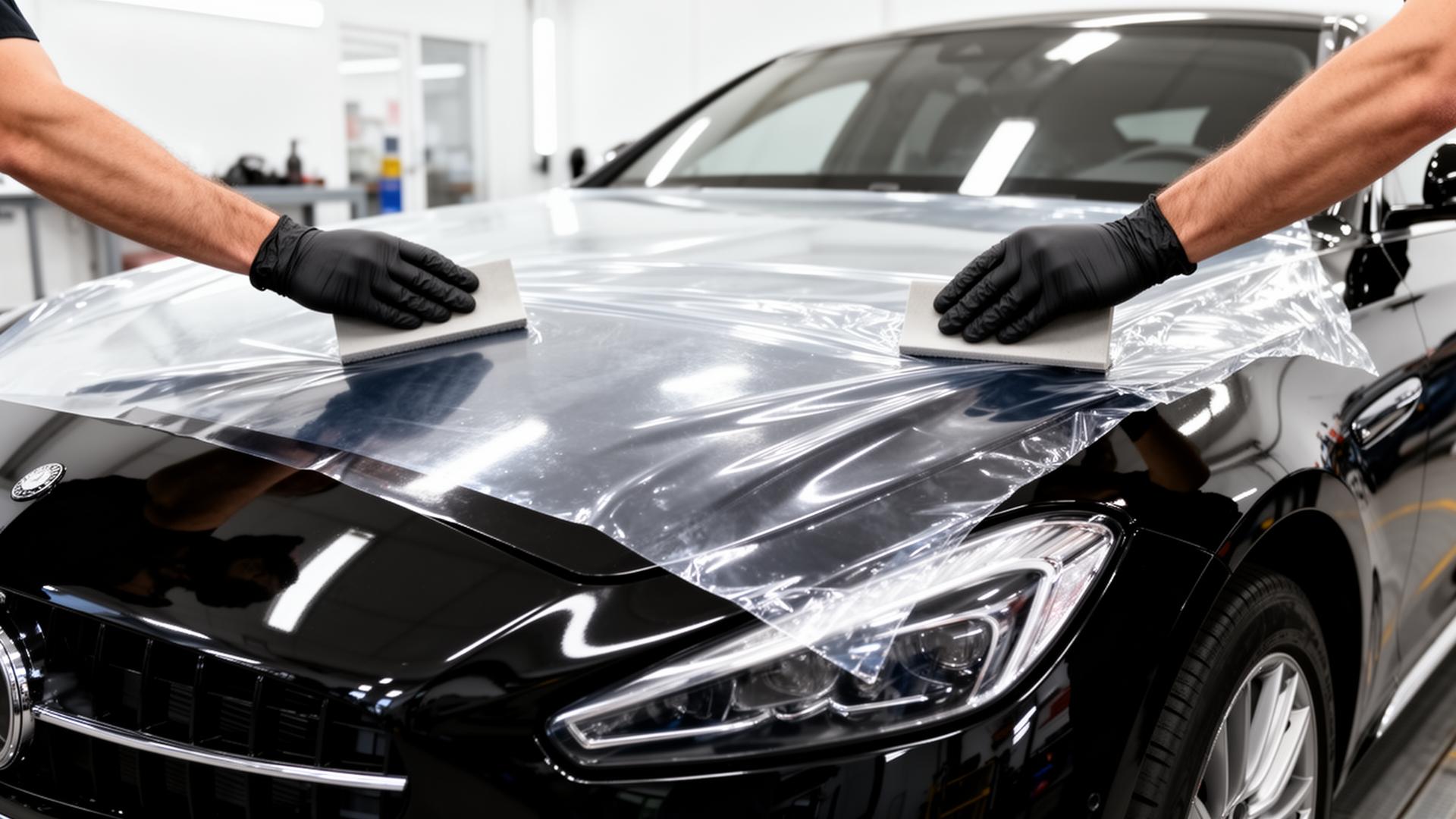 Aplicación profesional de película de protección de pintura (PPF) en auto